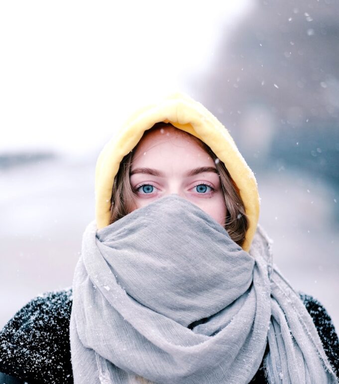 woman in gray hijab and black and white coat