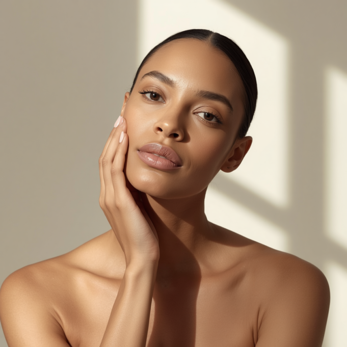 Editorial photograph of a woman's hand resting lightly under her own chin in soft natural light, calm confident posture, clean neutral backdrop, photorealistic skin texture, no text, no logos. Fat-Dissolving Injections: Are They Actually Worth the Hype?